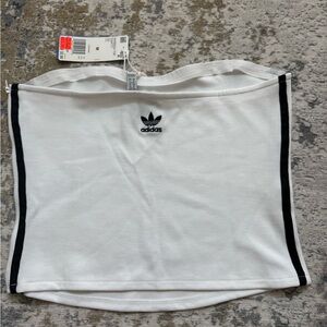 Adidas White Bandeau Top with Black Accents